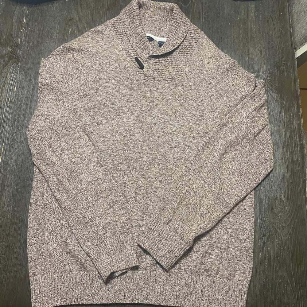 Sean John 2XL Mens Brown Shawl Collar Pullover 100%‎ Cotton Sweater Knitted